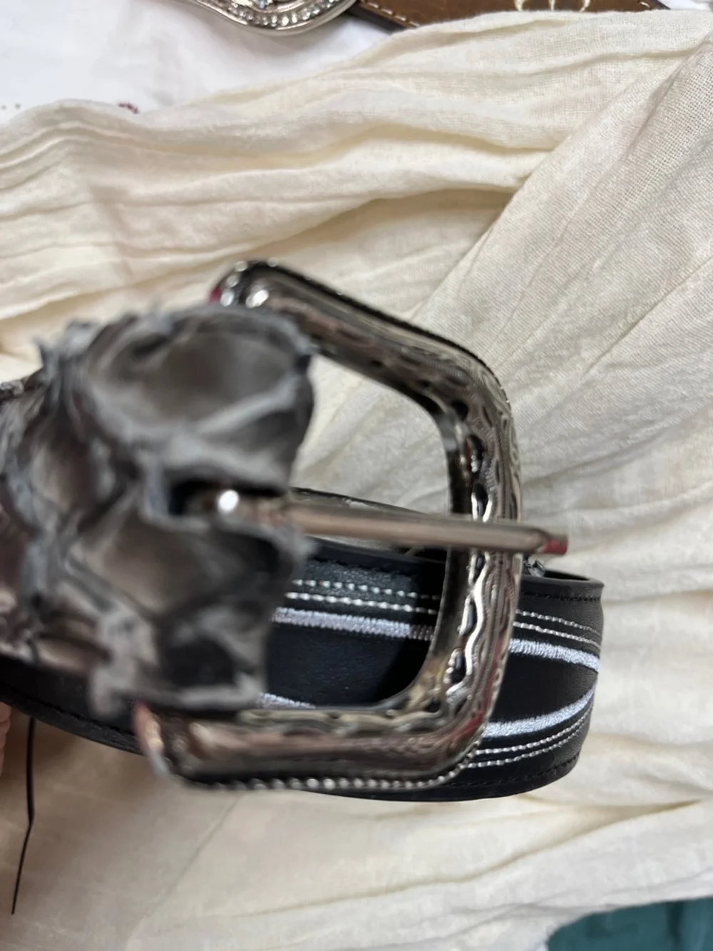 Cody James Exotic Pirarucu Belt Black Missing Loop Size 36